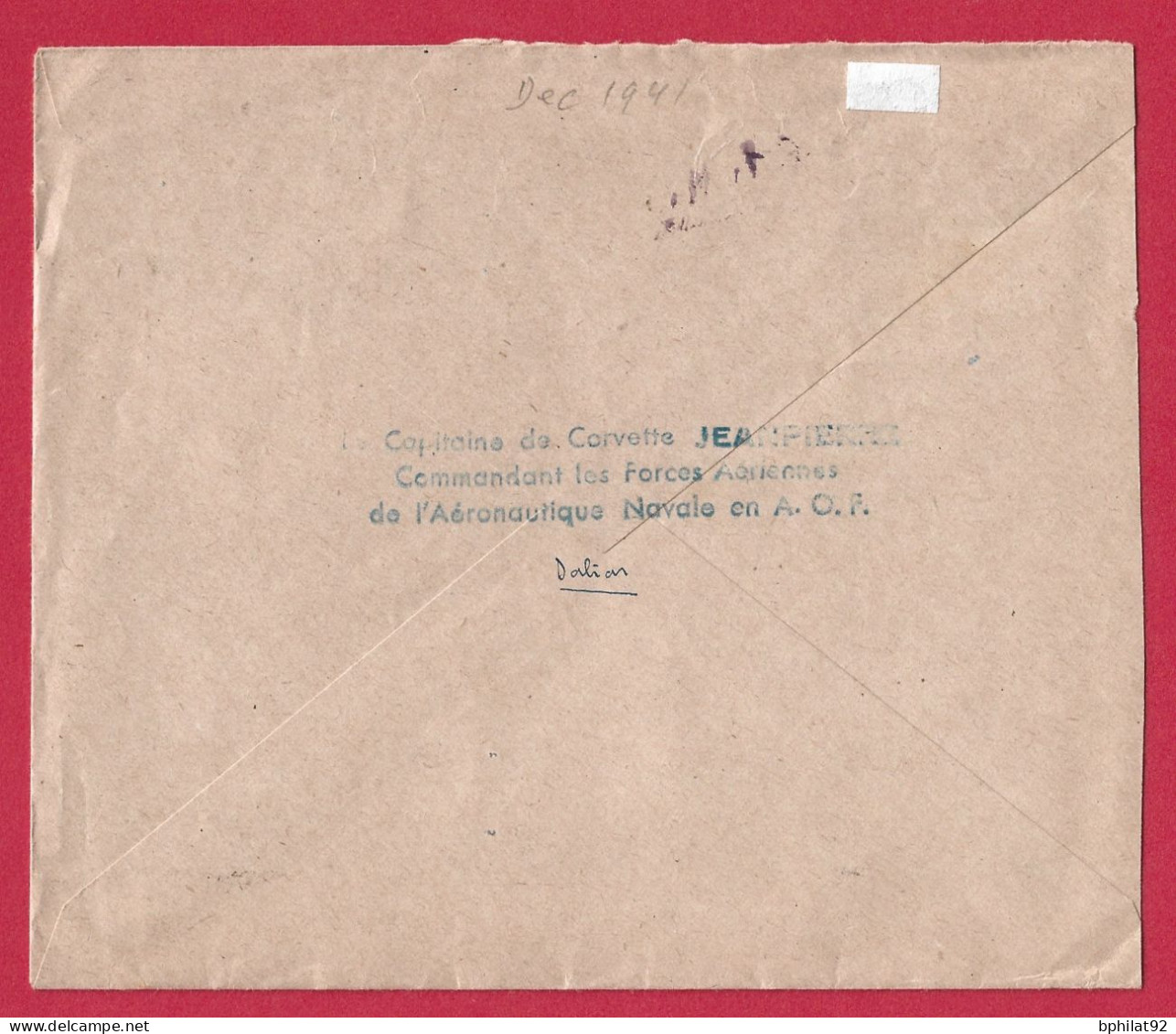 !!! SÉNÉGAL, LETTRE FM PAR AVION DE DAKAR POUR LA FRANCE DE 1941, CACHET DE LA MARINE FRANÇAISE EN AOF, SERVICE À LA MER - Covers & Documents