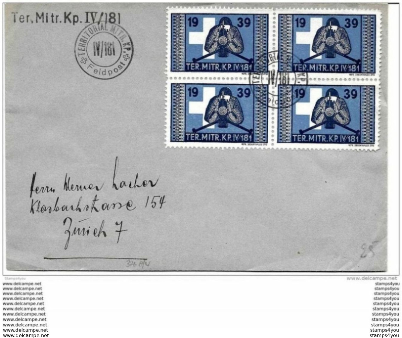 9-36 -  Enveloppe 2ème Guerre Mondiale "Ter.Mitr KP IV.181" Feldpost - Dokumente