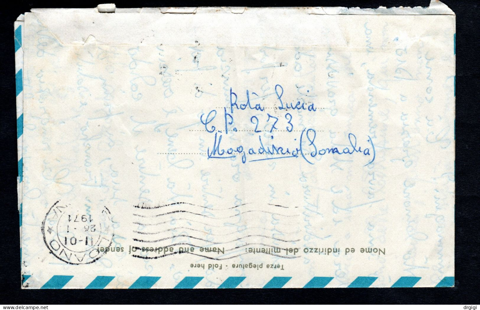 SOMALIA, 1971, INTERO POSTALE A 4 CEI, MOGADISCIO X LOANO, SV , AEROGRAMMA - Somalia (1960-...)