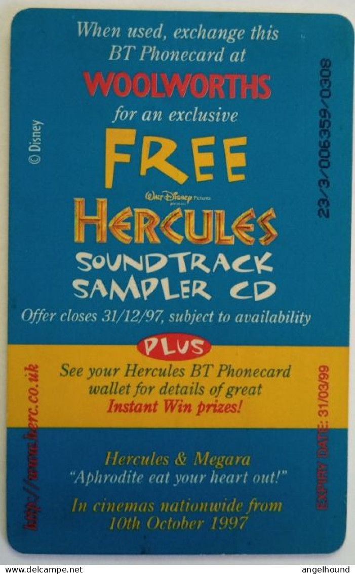 UK BT £5 Chip Card - Special Edition " Hercules " - BT Promotional