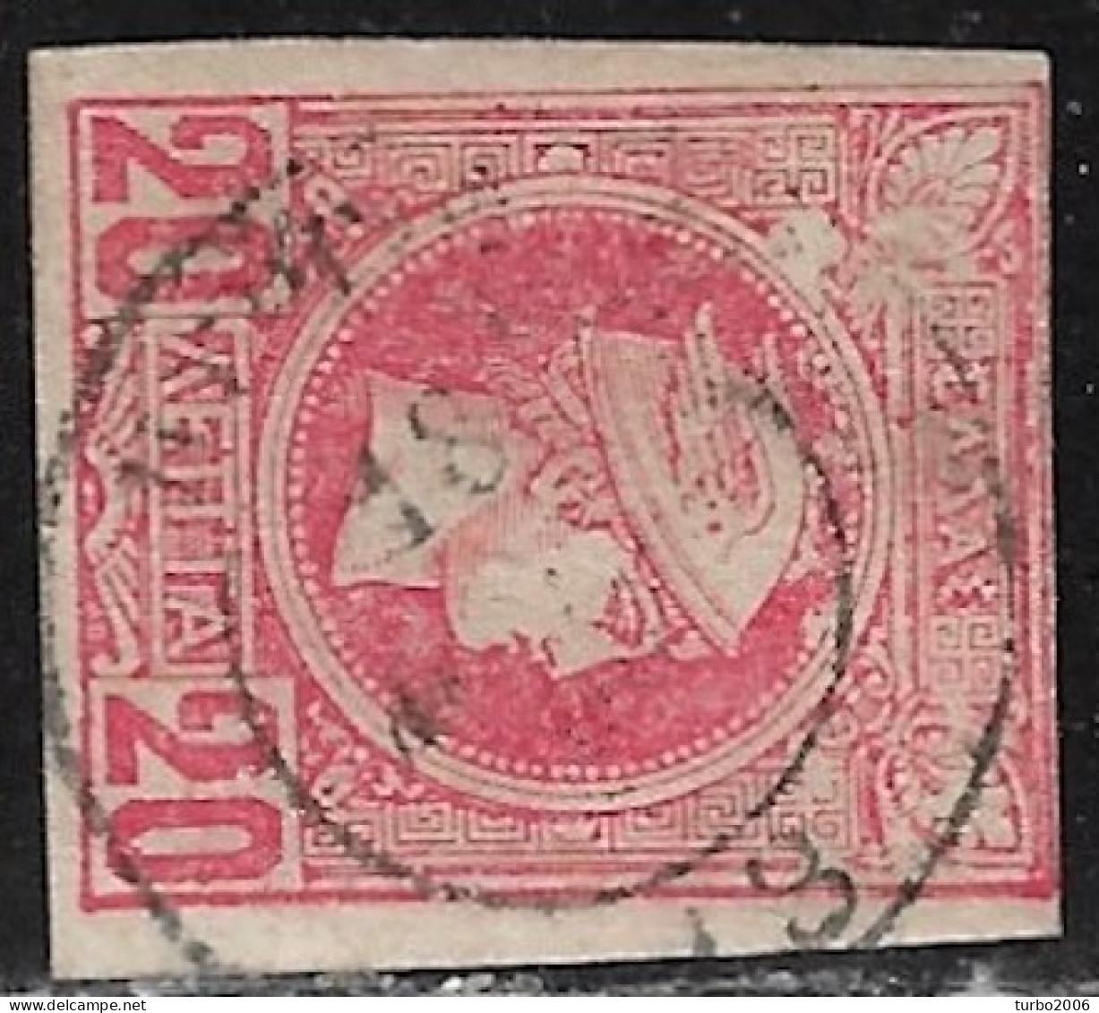 GREECE Cancellation ΠΥΡΓΟΣ 13 Type III On 1889-1891 Small Hermes Heads 20 L Red Imperforated Vl. 91 - Usados