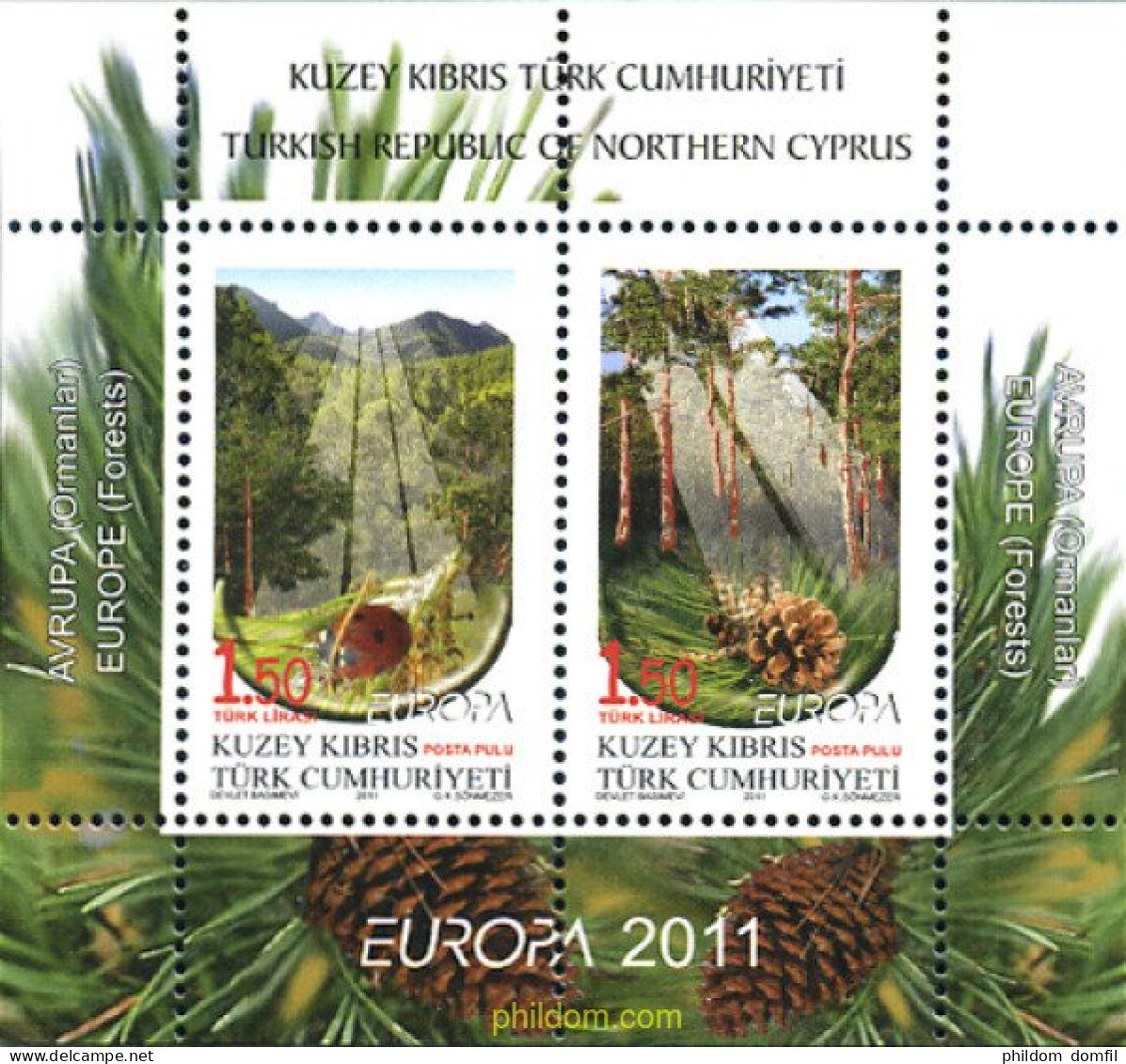 273580 MNH CHIPRE. Administración Turca 2011 EUROPA CEPT 2011 - AÑO INTERNACIONAL DE LOS BOSQUES - Neufs