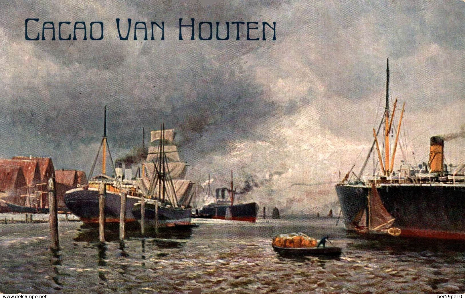 CHROMO CACAO VAN HOUTEN BATEAUX ET VOILIERS AU PORT - Van Houten