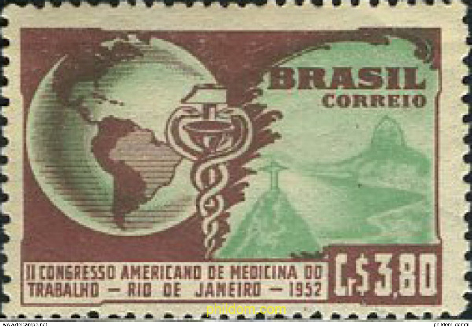 168222 MNH BRASIL 1952 2 CONGRESO AMERICANO DEL TRABAJO DE LA MEDICINA - Unused Stamps