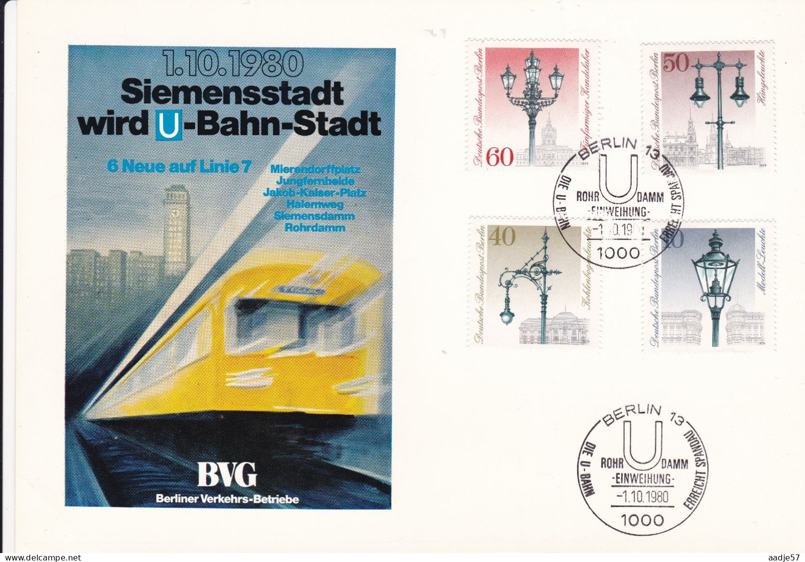 Deutschland Germany Berlin BVG Siemensstadt Wird U-Bahn-stadt 01-10-1980 - Storia Postale