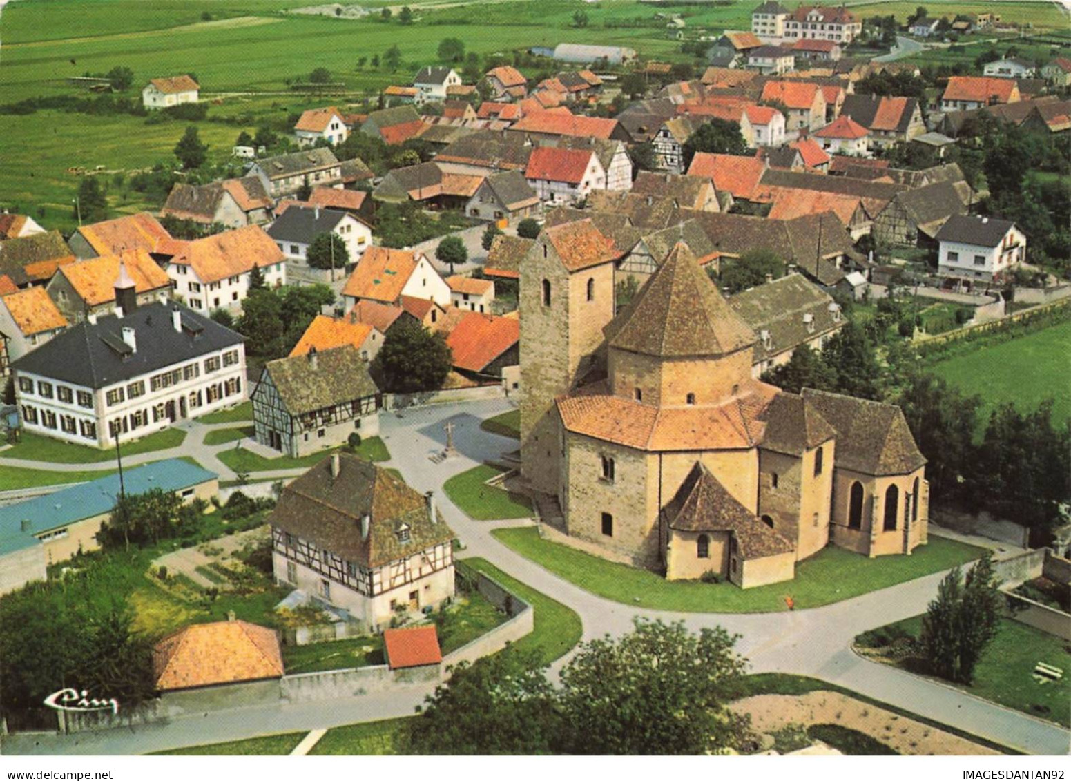 68 OTTMARSHEIM #MK33870 VUE AERIENNE DE L EGLISE OCTOGONALE DU XI EME SIECLE - Ottmarsheim