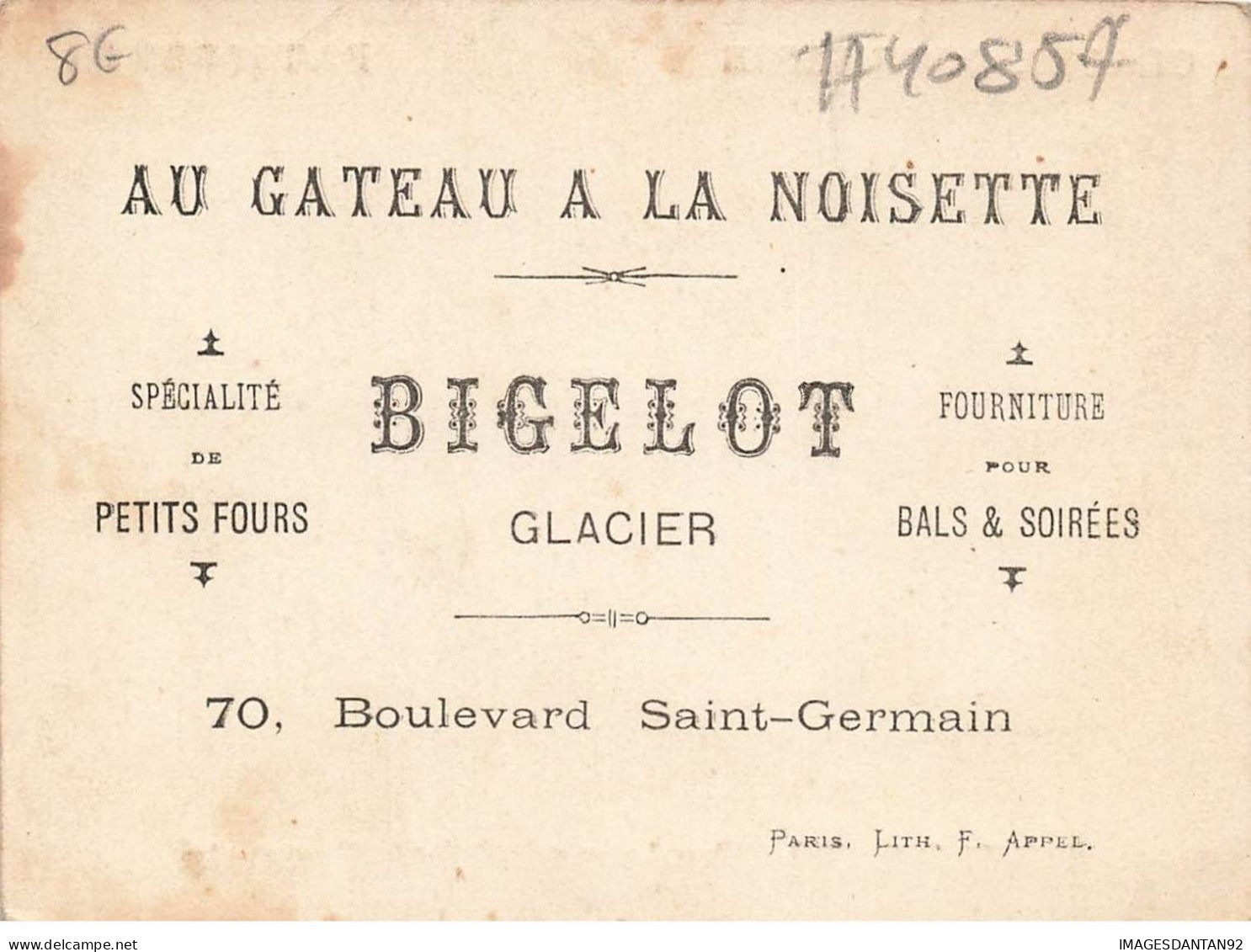 CHROMO #MK40857 GLACIER BIGELOT DEUX BEBES BOITE DE GATEAUX GEANT APPEL - Otros & Sin Clasificación