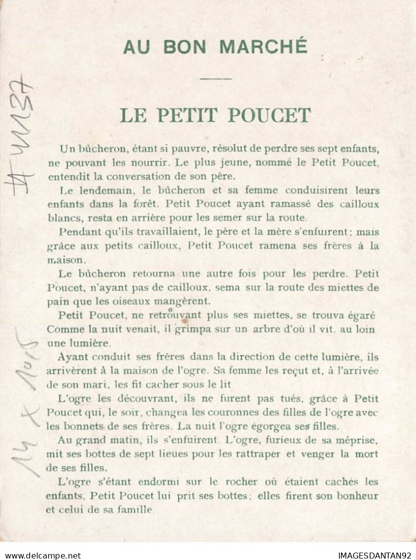 CHROMO #MK41137 AU BON MARCHE LE PETIT POUCET RETIRANT LES BOTTES DE SEPT LIEUES A L OGRE - Au Bon Marché