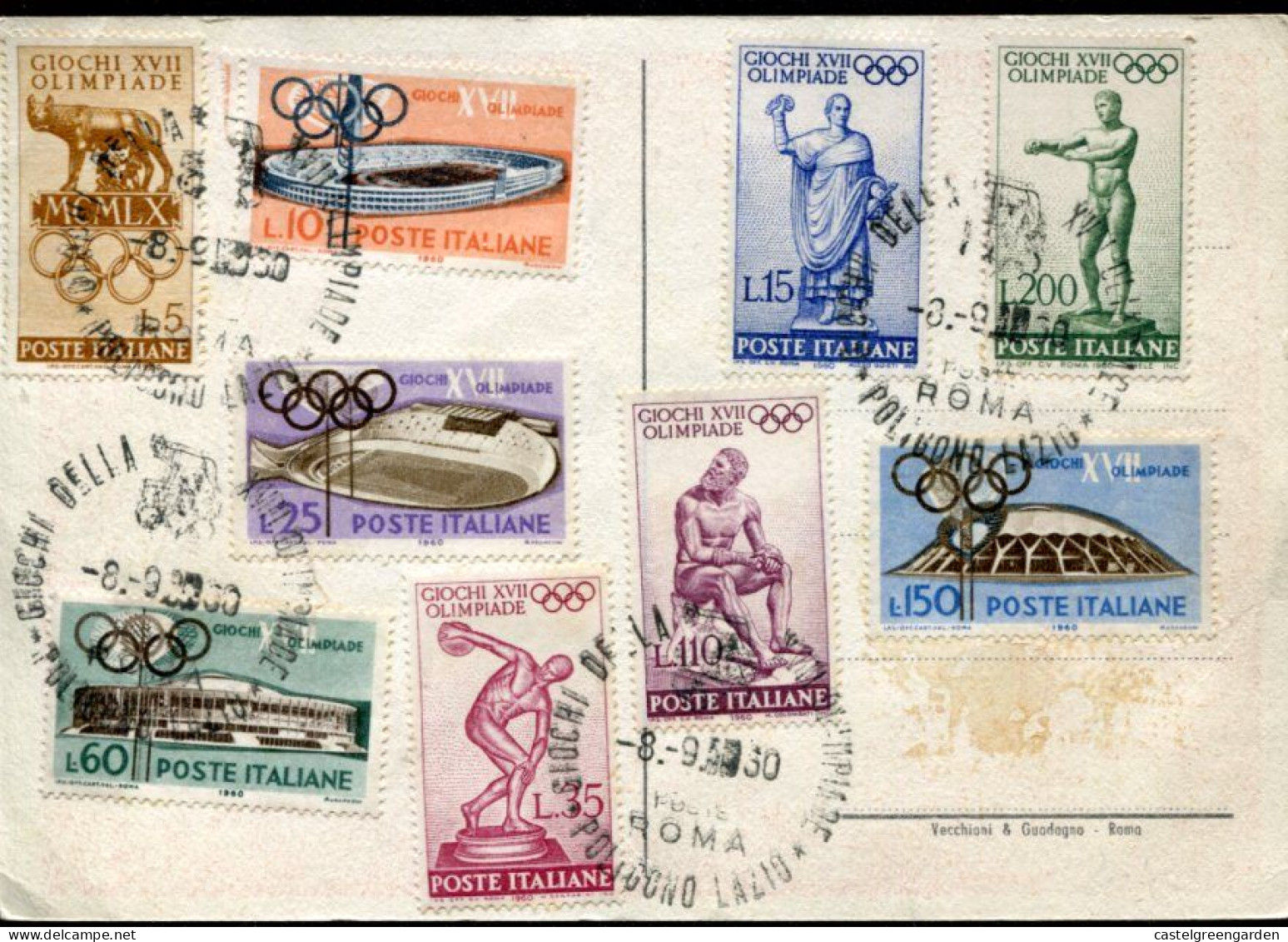 X0313 Italia, Special Card With The Complete Set Of The Issue Olympiade Of Roma 8.9.1960 - Estate 1960: Roma