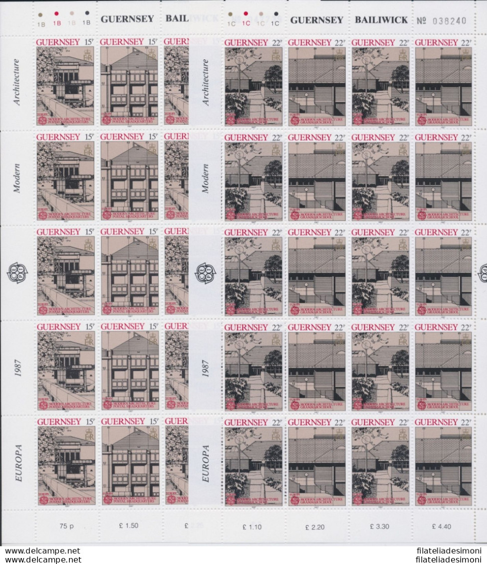 1987 EUROPA CEPT  Guernsey 2 Minifogli &quot;Architettura Moderna&quot; MNH** - Andere & Zonder Classificatie