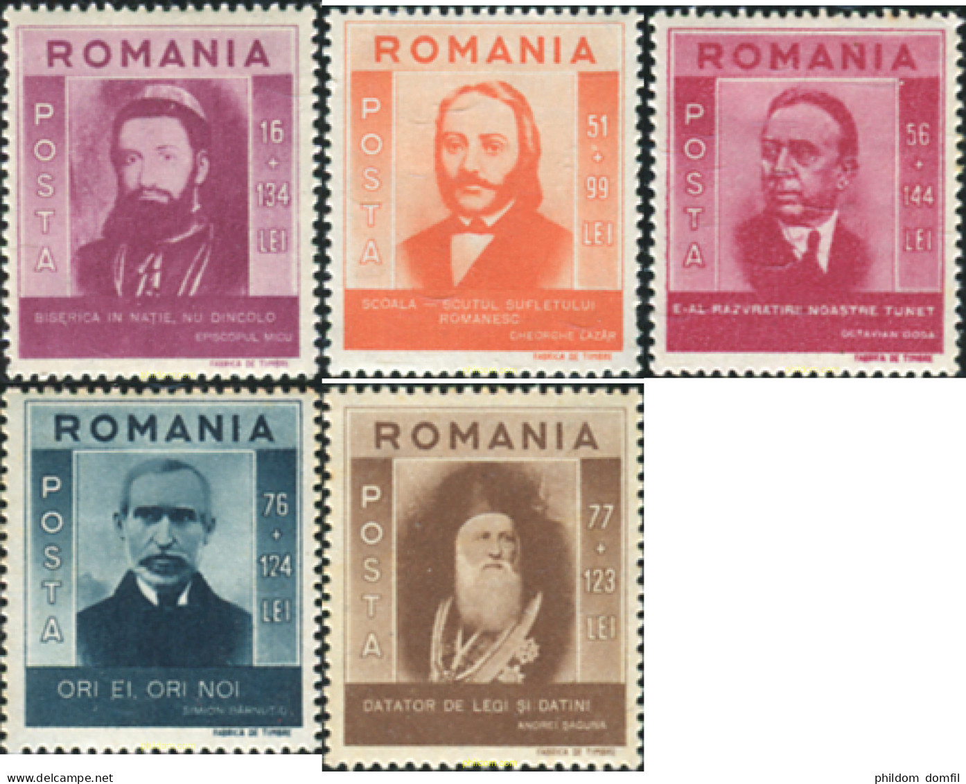 166657 MNH RUMANIA 1943 HOMBRES CELEBRES - Andere & Zonder Classificatie