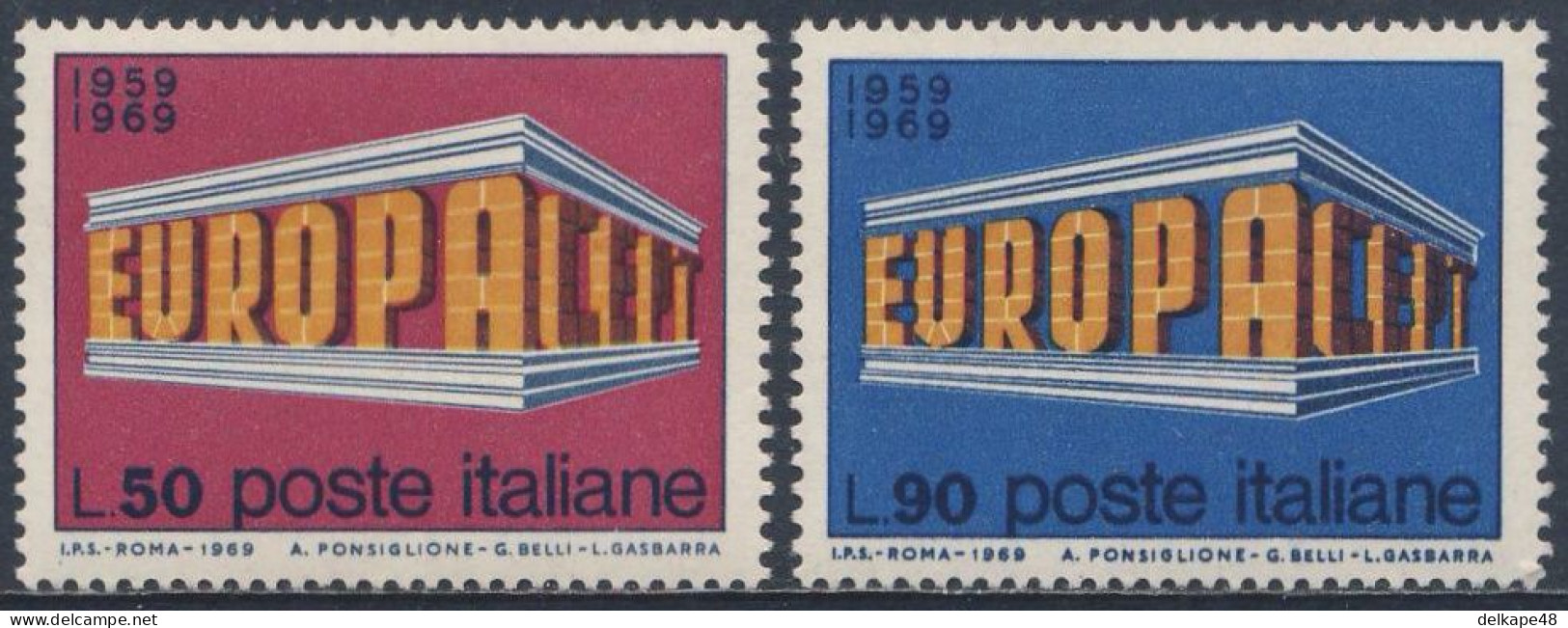 Italy Italie Italia 1969 Mi 1295 /6 YT 1034 /5 SG 1244 /5 ** Europa Cept - Colonnado / Tempelform - 1969