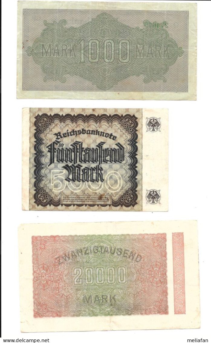 EL12 - LOT 3 BILLETS REICHSBANKNOTE - Autres & Non Classés