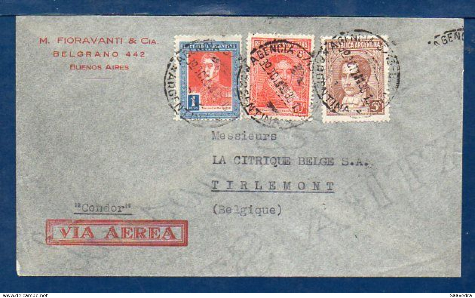 Argentina To Belgium (Tirlemont), 1935, Via ZEPPELIN Flight G-495, SEE DESCRIPTION   (078) - Lettres & Documents