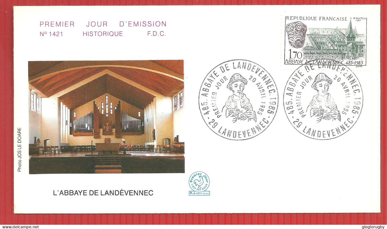 FDC ABBAYE DE LANDEVENEC 20 4 1985 - 1980-1989