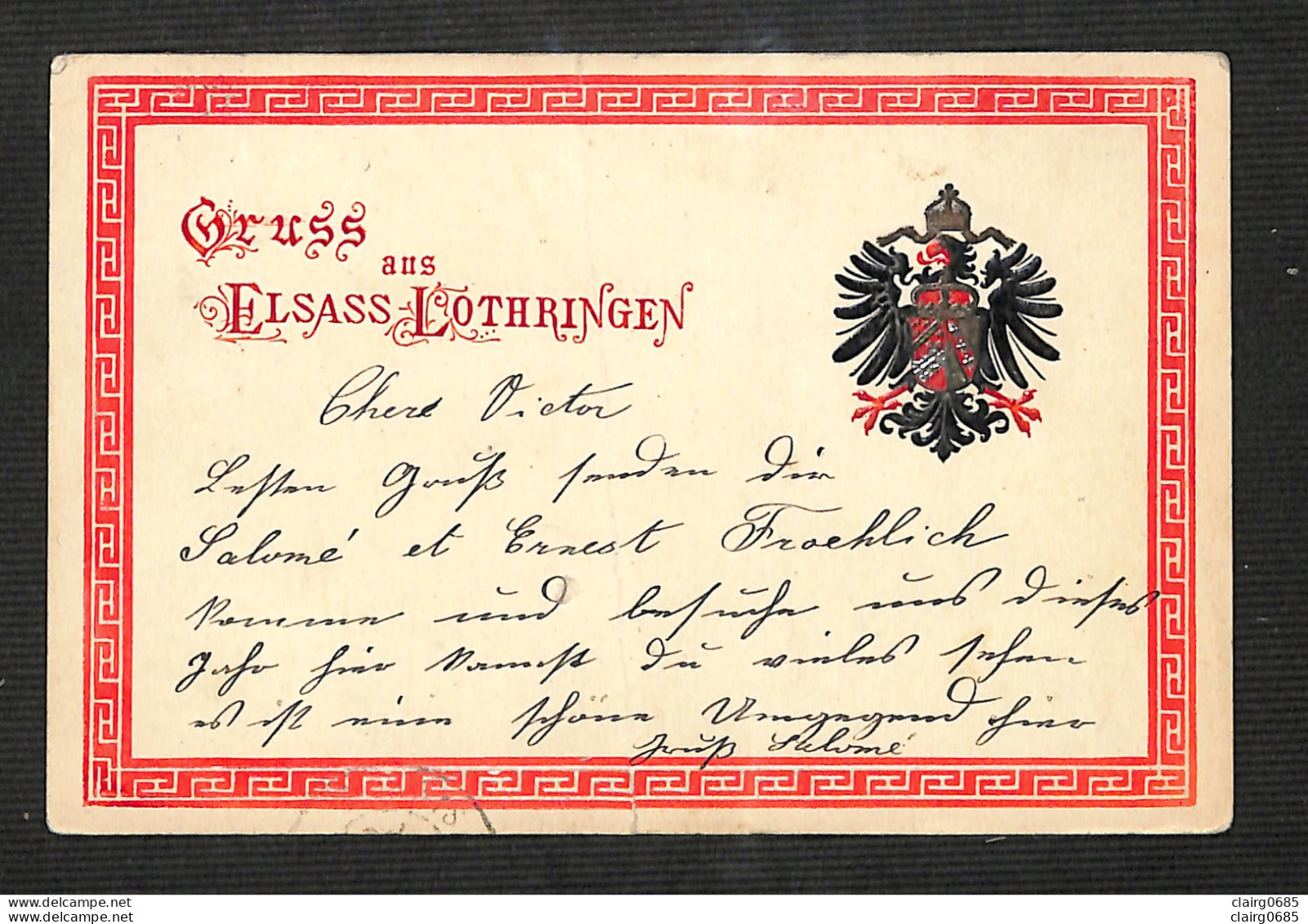 REGIONS - ALSACE - ELSASS - LOTHRINGEN - Gruss Aus Elsass-Lothringen - 1900 -(peu Courante) - Alsace