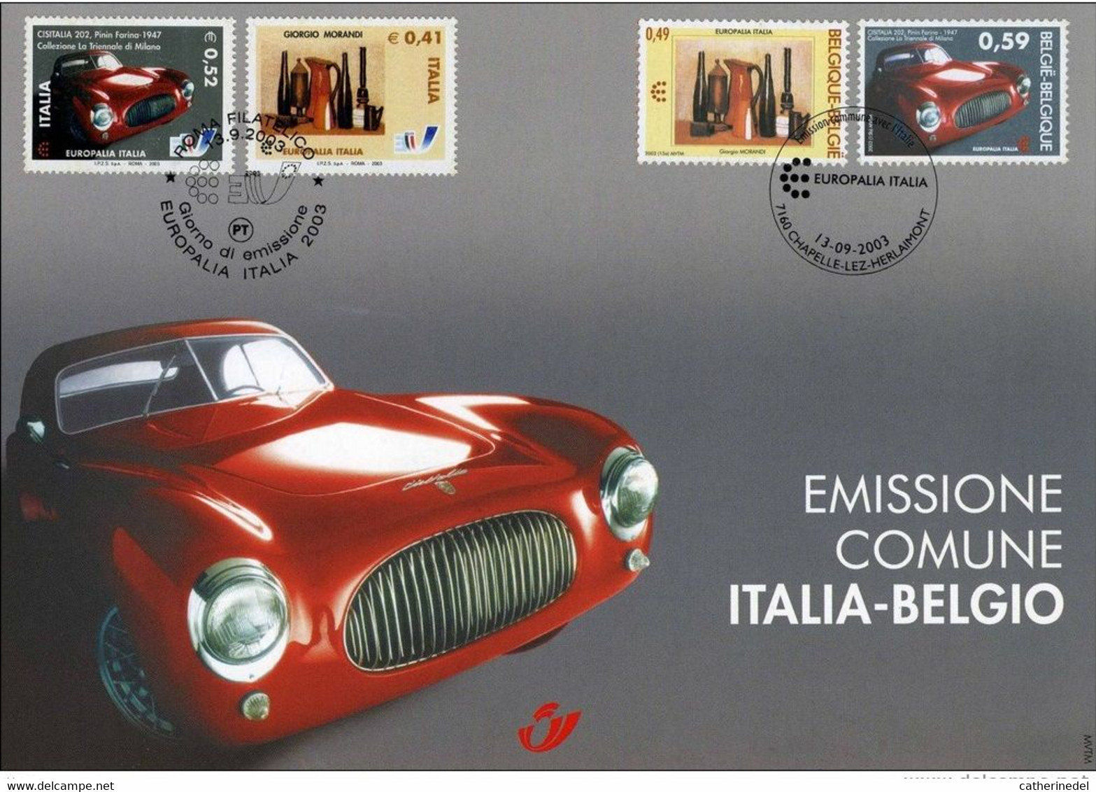 Année 2003 : Carte Souvenir 3205HK - Europalia Italie - Cartoline Commemorative - Emissioni Congiunte [HK]