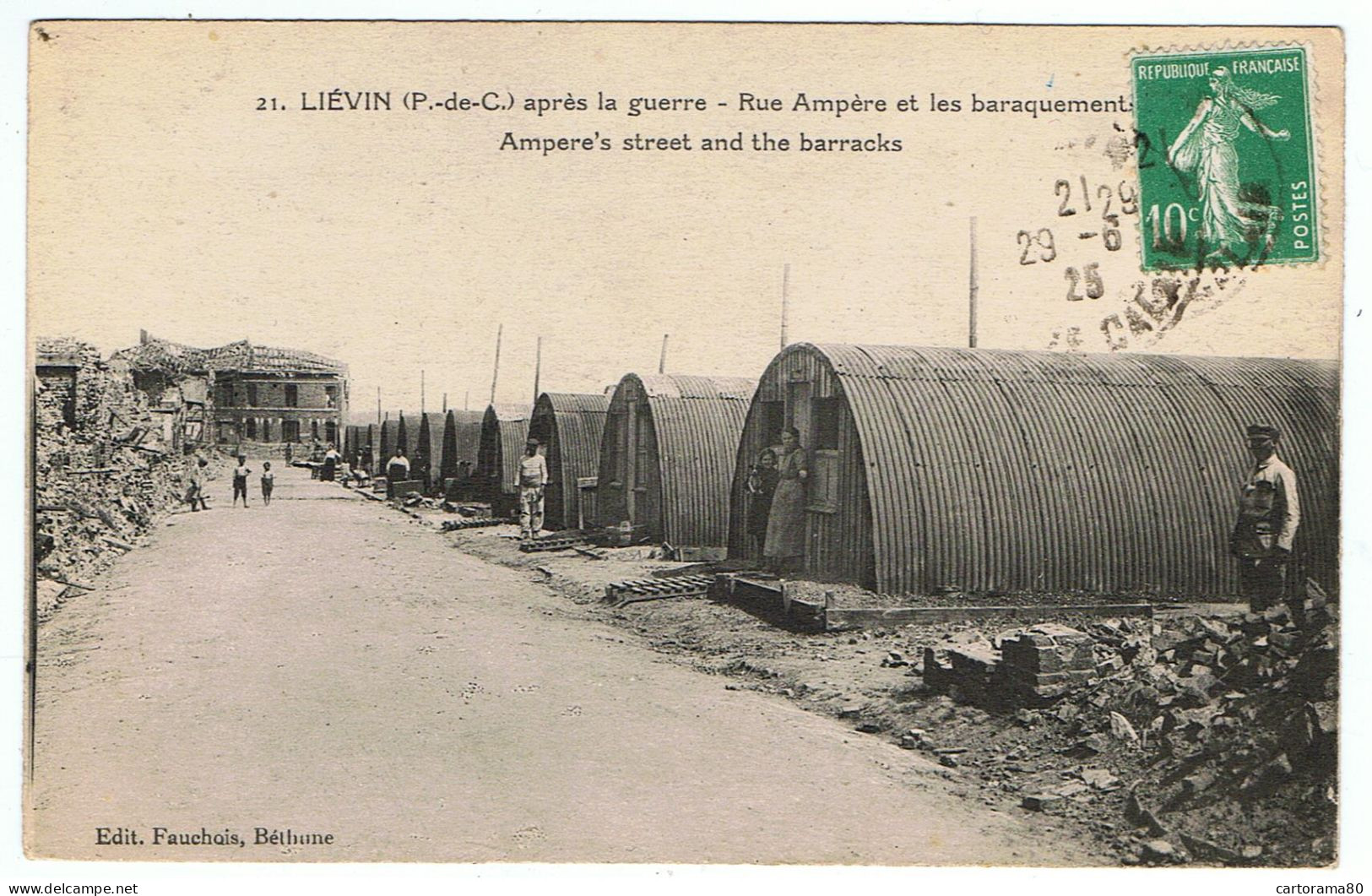 Liévin / Rue Ampère Et Les Baraquements / Ed. Fauchois - Lievin