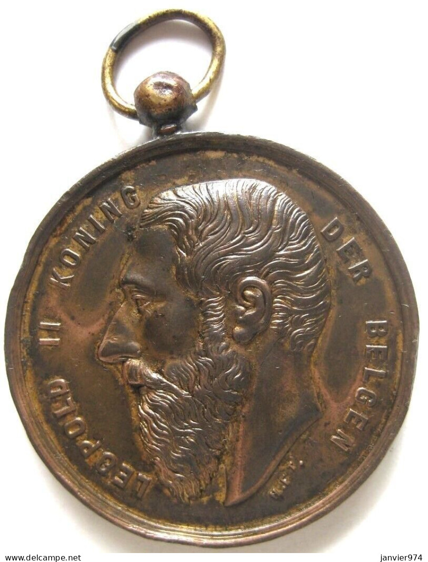 Médaille En Bronze Léopold II. Prijskamp Voor Paarden 26 Septembre 1898 Langemarck, Concours Hippique - Otros & Sin Clasificación