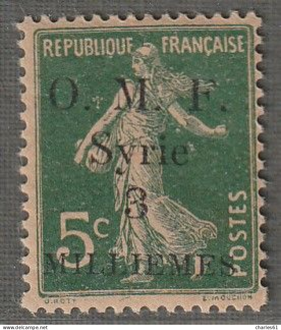 SYRIE - N°23 ** (1920) 3m Sur 5c Vert - Ongebruikt