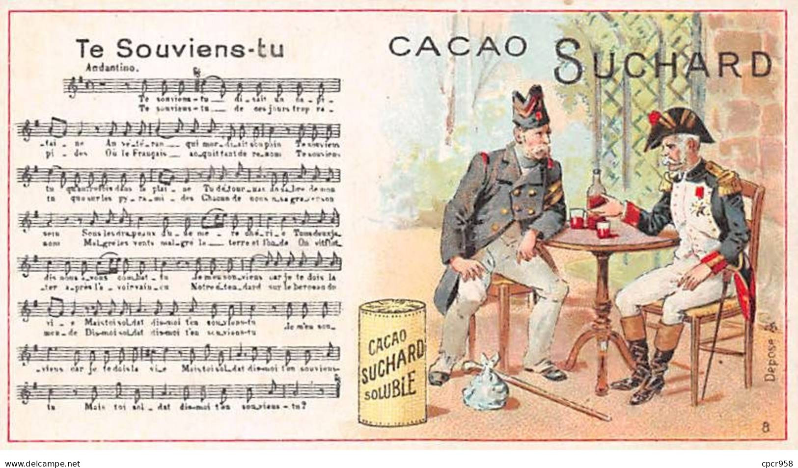 Chromos - COR14056 - Cacao Suchard - Militaires - Hommes - Table- Te Souviens-tu - 10x5 Cm Environ - En L'état - Suchard