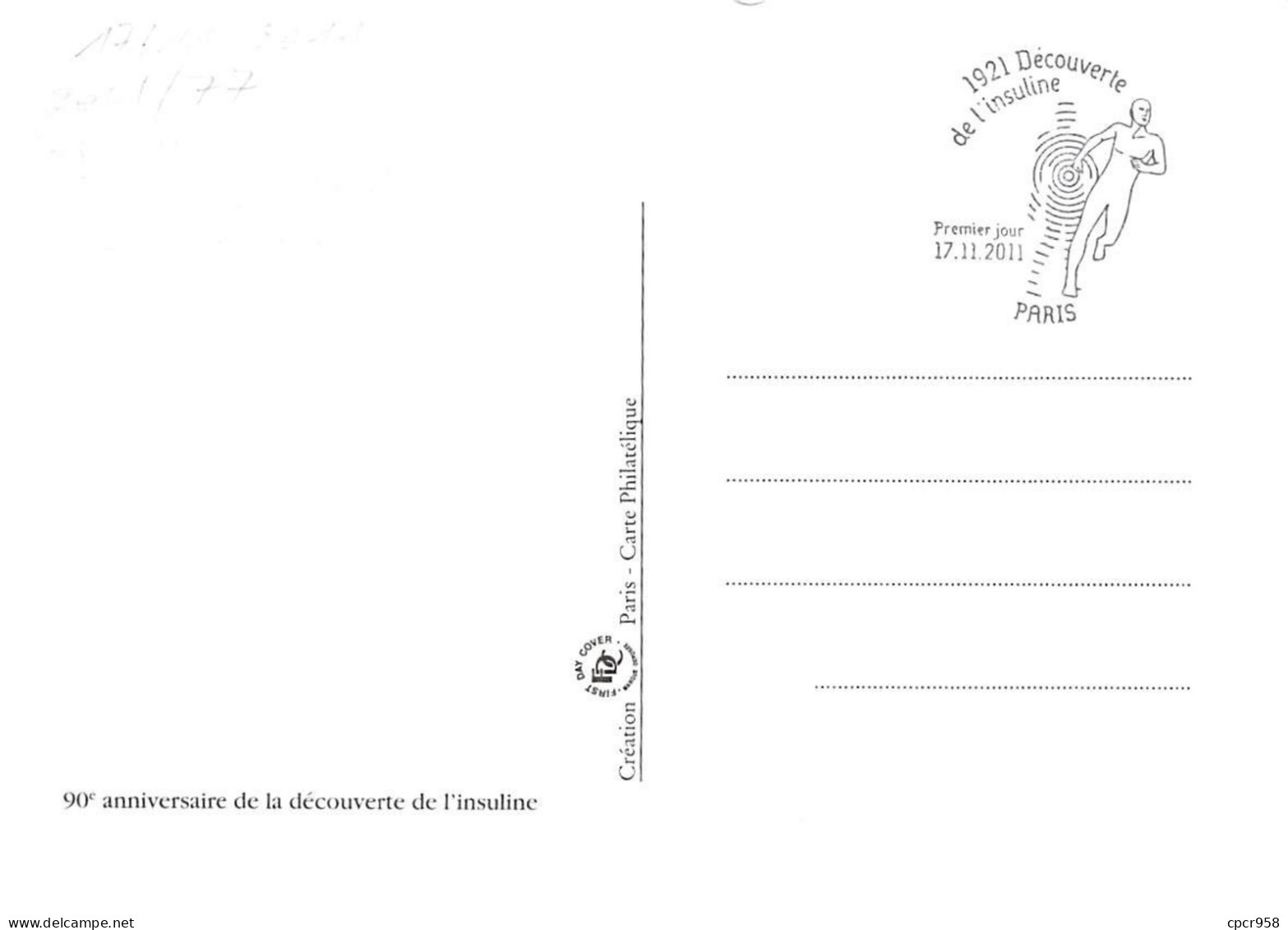 FRANCE.Carte Maximum.AM11984.17/11/2011.Cachet Paris.Découverte De L'insuline 1921.Signé - 2010-2019