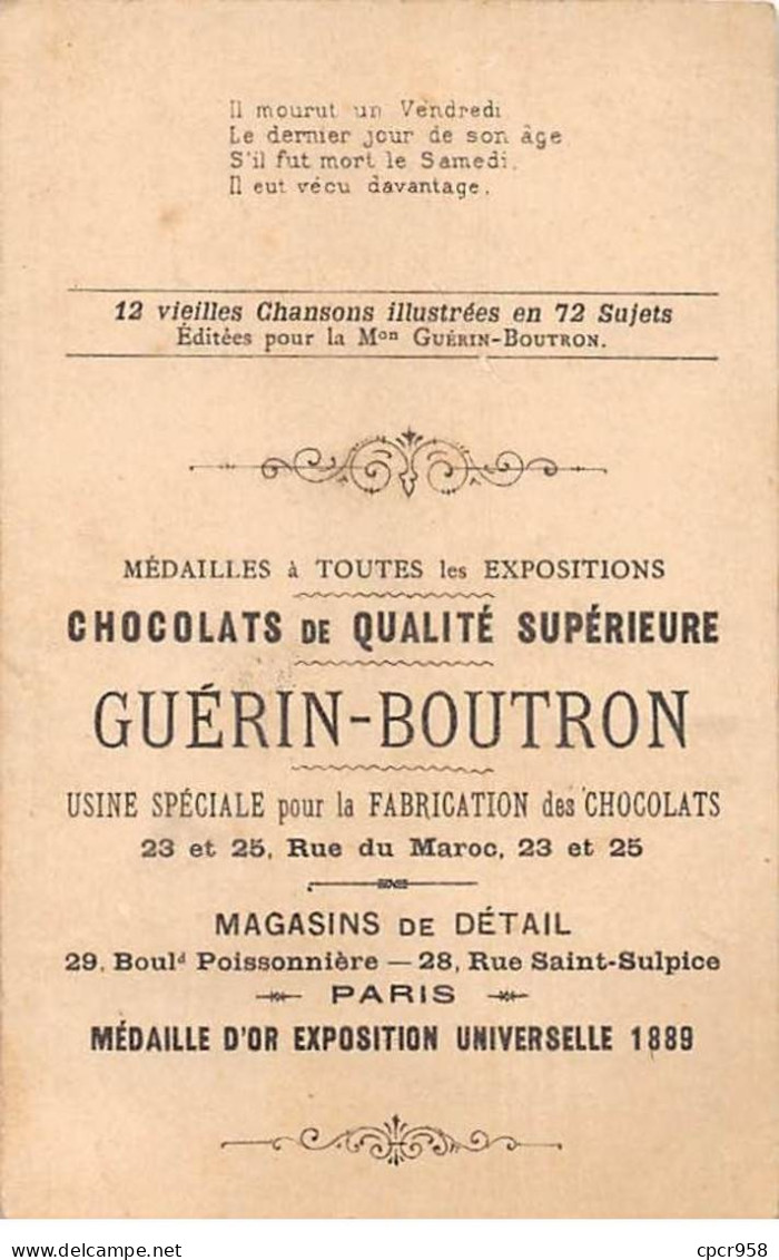 Chromos -COR10370- Chocolat Guérin-Boutron- Monsieur De La Palisse- 15e Et 16e Couplets -  7x10 Cm Environ - Guerin Boutron