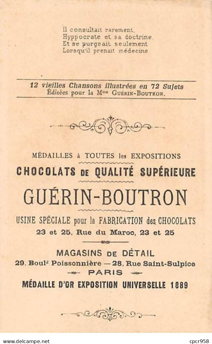 Chromos -COR10373- Chocolat Guérin-Boutron- Monsieur De La Palisse- 7e Et 8e Couplets -  7x10 Cm Environ - Guerin Boutron