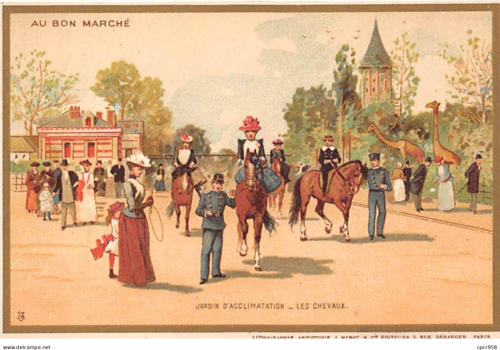 Chromos - COR14533 - Au Bon Marché - Hommes - Femmes - Chevaux - Jardin D'acclimatation - 11x7 Cm Environ - En L'état - Au Bon Marché