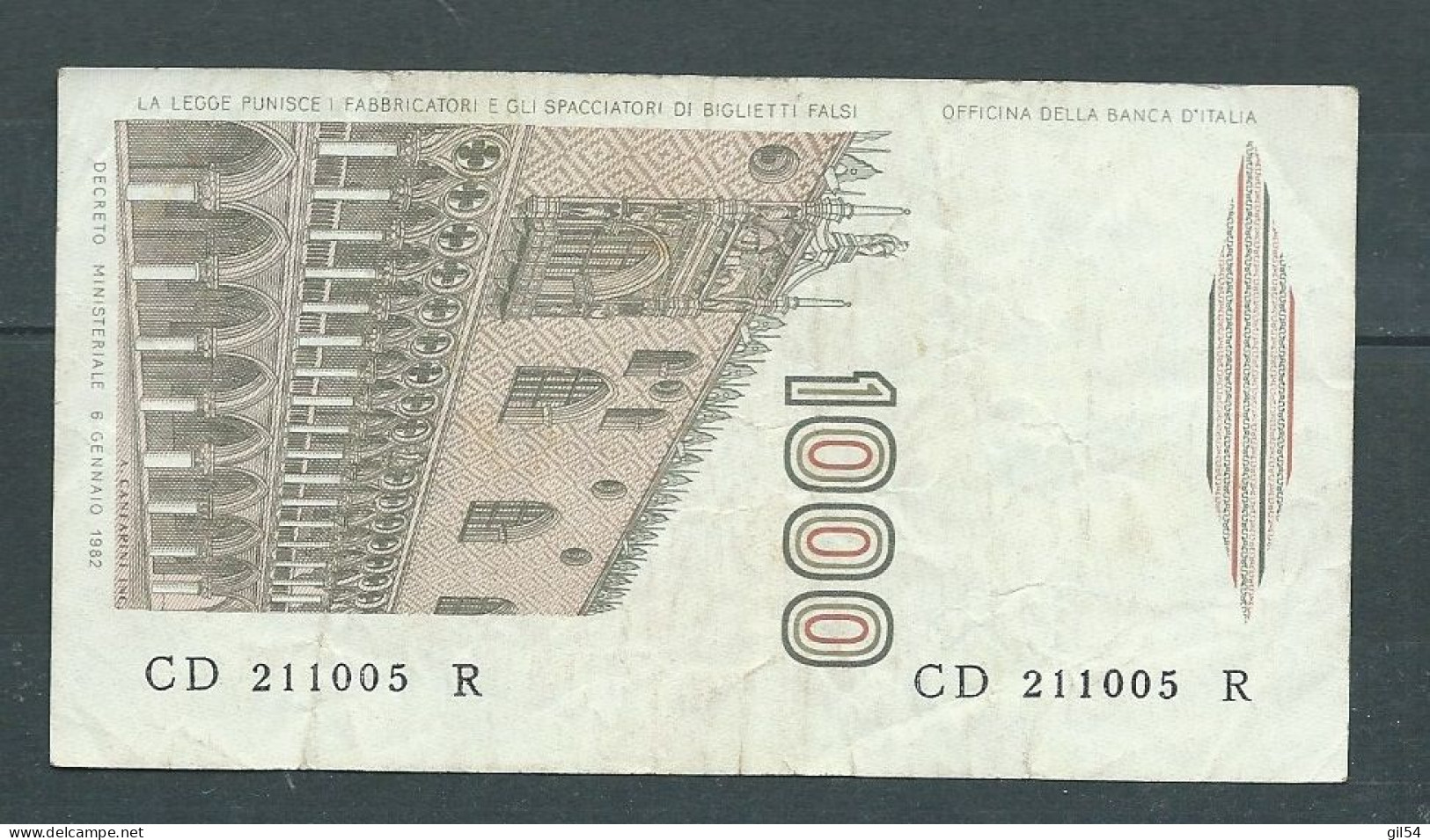 Banque -  BANCA D'ITALIA . 1.000 LIRE . MARCO POLO CD211005R - 1982  Laura 14101 - 1000 Liras