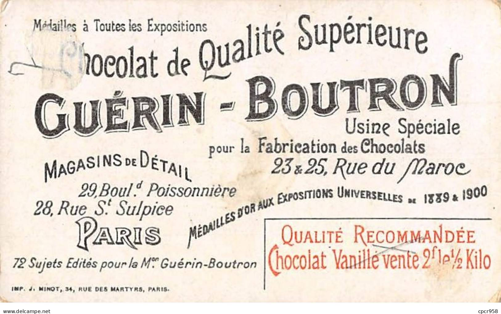 Chromos - COR14181 -Chocolat Guérin-Boutron -Théâtre à Travers Les âges - Bateleurs - Jongleurs - 10x6 Cm En L'état - Guerin Boutron