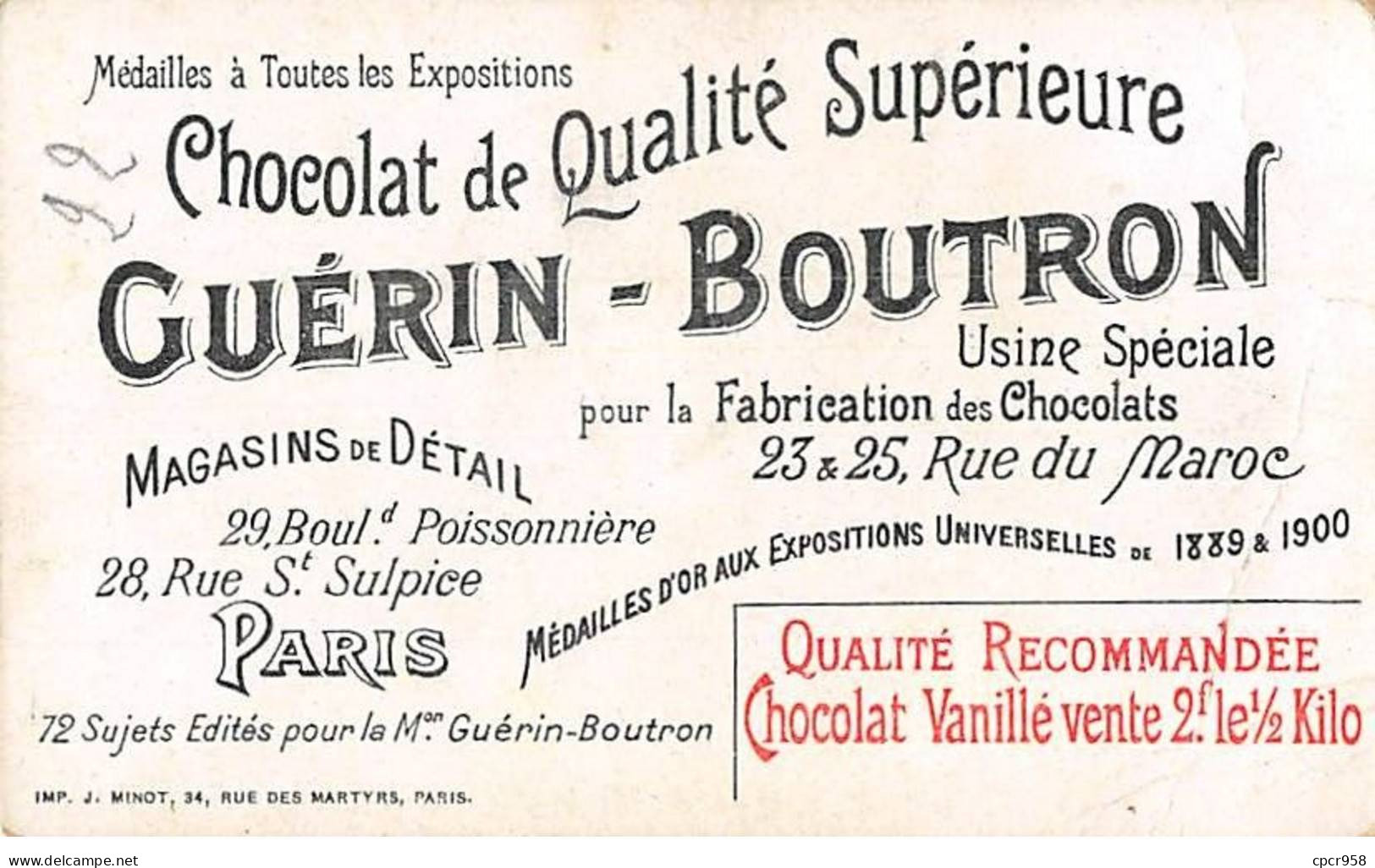 Chromos - COR14184 -Chocolat Guérin-Boutron -Théâtre à Travers Les âges -Tabarin -Hommes - 10x6 Cm Env- En L'état - Guerin Boutron