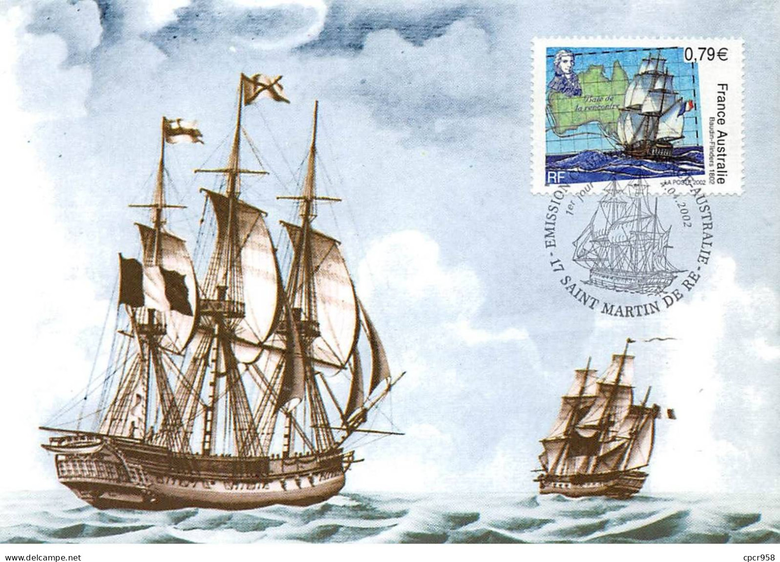 Carte Maximum - FRANCE - COR13084 - 04/04/2002 - Nicolas Baudin - Bateaux - Cachet Saint Martin De Ré - 2000-2009