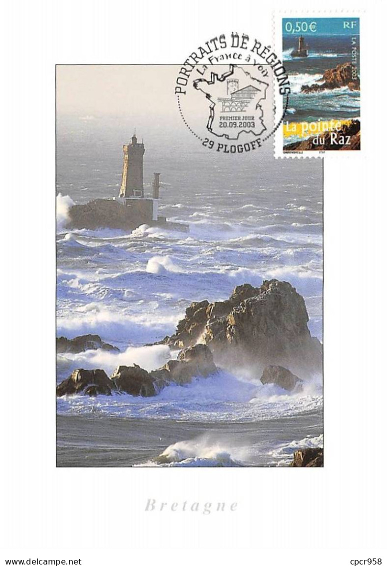 Carte Maximum - FRANCE - COR13182 - 20/09/2003 - La Pointe Du Raz - Cachet Plogoff - 2000-2009