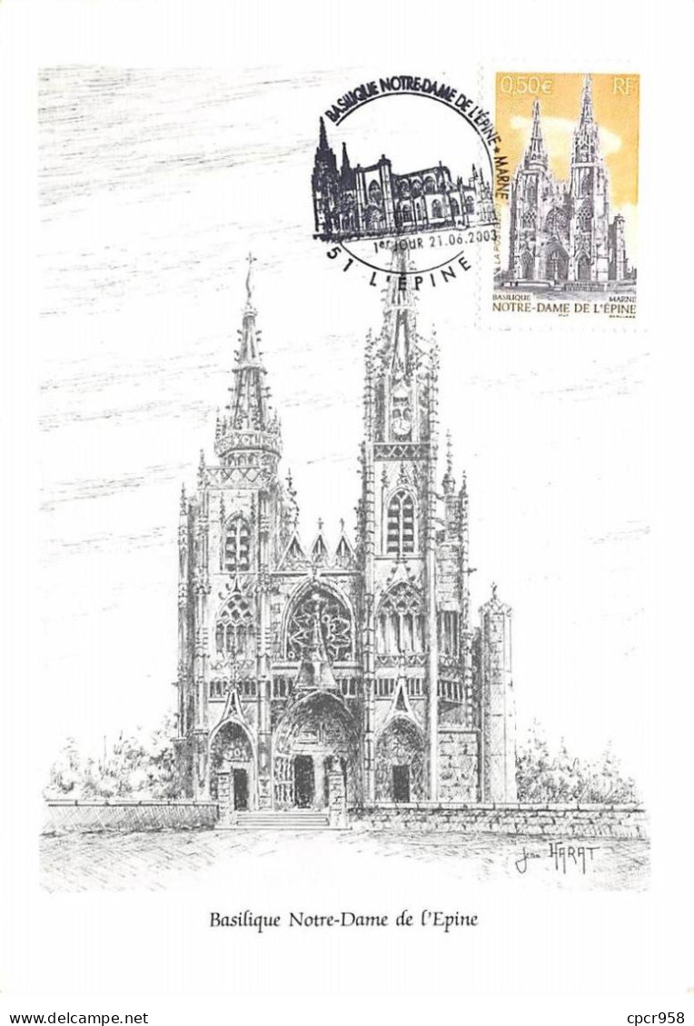 Carte Maximum - FRANCE - COR13229 - 21/06/2003 - Basilique Notre-Dame De L'Epine - Cachet L'épine - 2000-2009