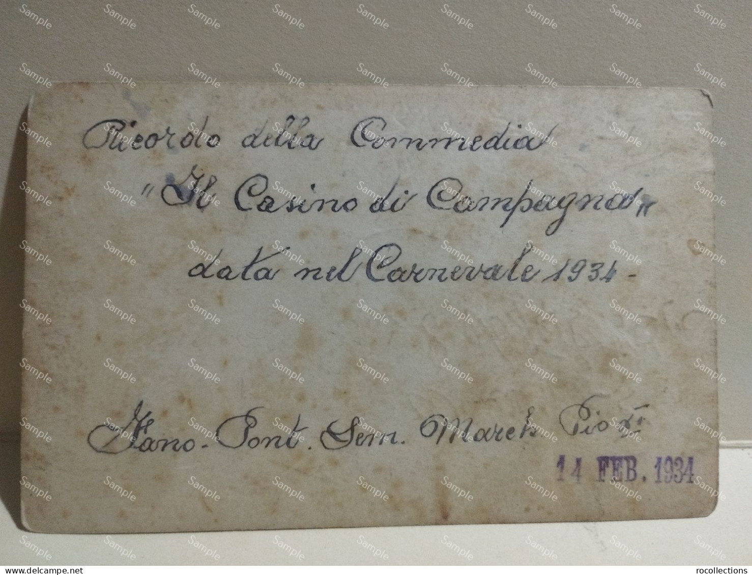 Italia FANO 1934 Seminario Pontificio CARNEVALE 1934 Ricordo Commedia "Il Casino Di Campagna" - Fano