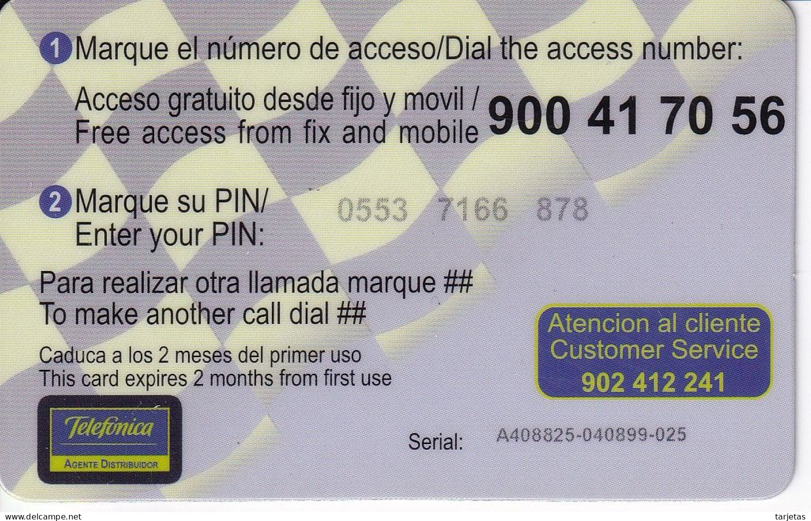 TARJETA DE ESPAÑA DE TELEFONICA DE AZUL 5 EUROS - Telefonica