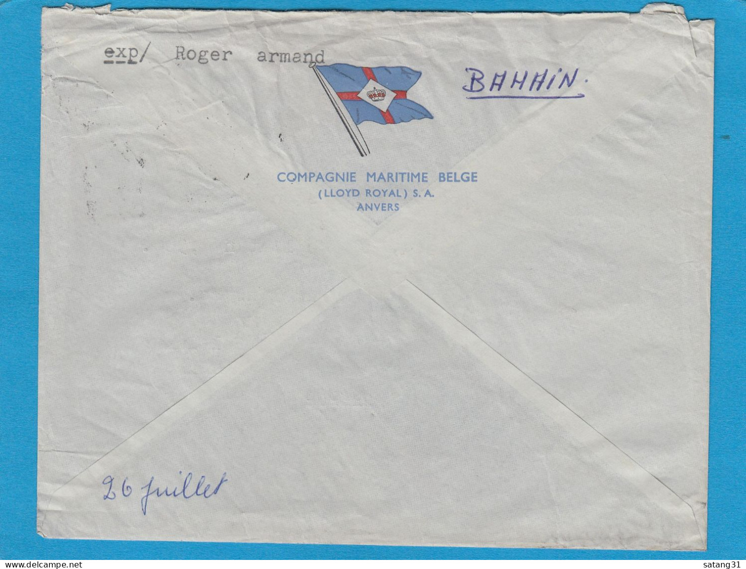 LETTRE DE MANANA POUR LODELINSART,BELGIQUE,1968. - Bahrein (1965-...)