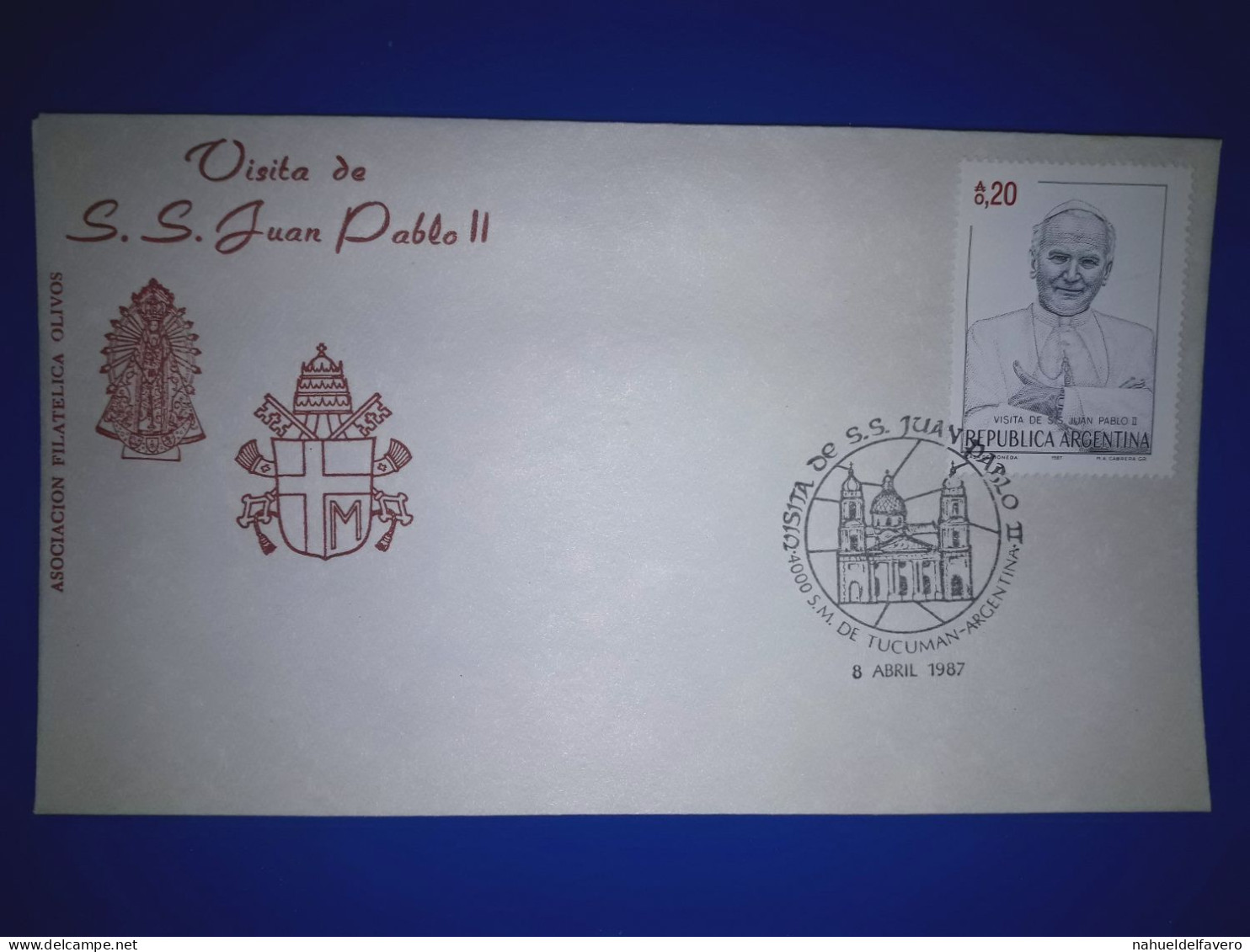 ARGENTINE; Enveloppe Commémorative De "La Visite De Sa Sainteté Jean-Paul II", édition De L'Association Philatélique Oli - FDC