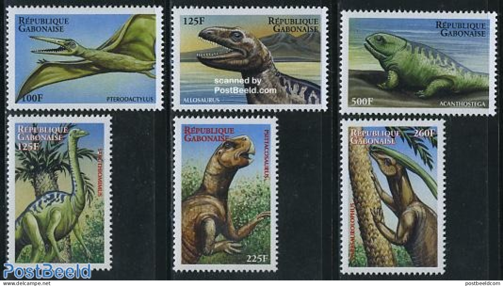 Gabon 2000 Preh. Animals 6v, Mint NH, Nature - Prehistoric Animals - Unused Stamps