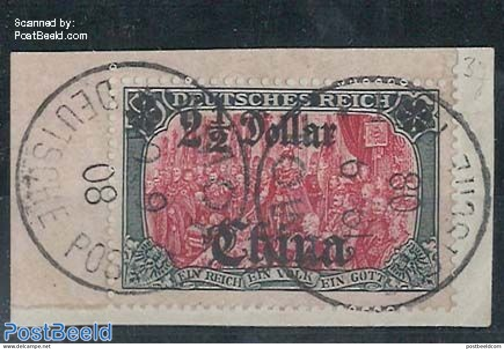 China (before 1949) 1906 German Post, 2.5$, Peace Print, Left Overprint, Type Ib, Used On Piece Of Letter, Used - China (oficinas)