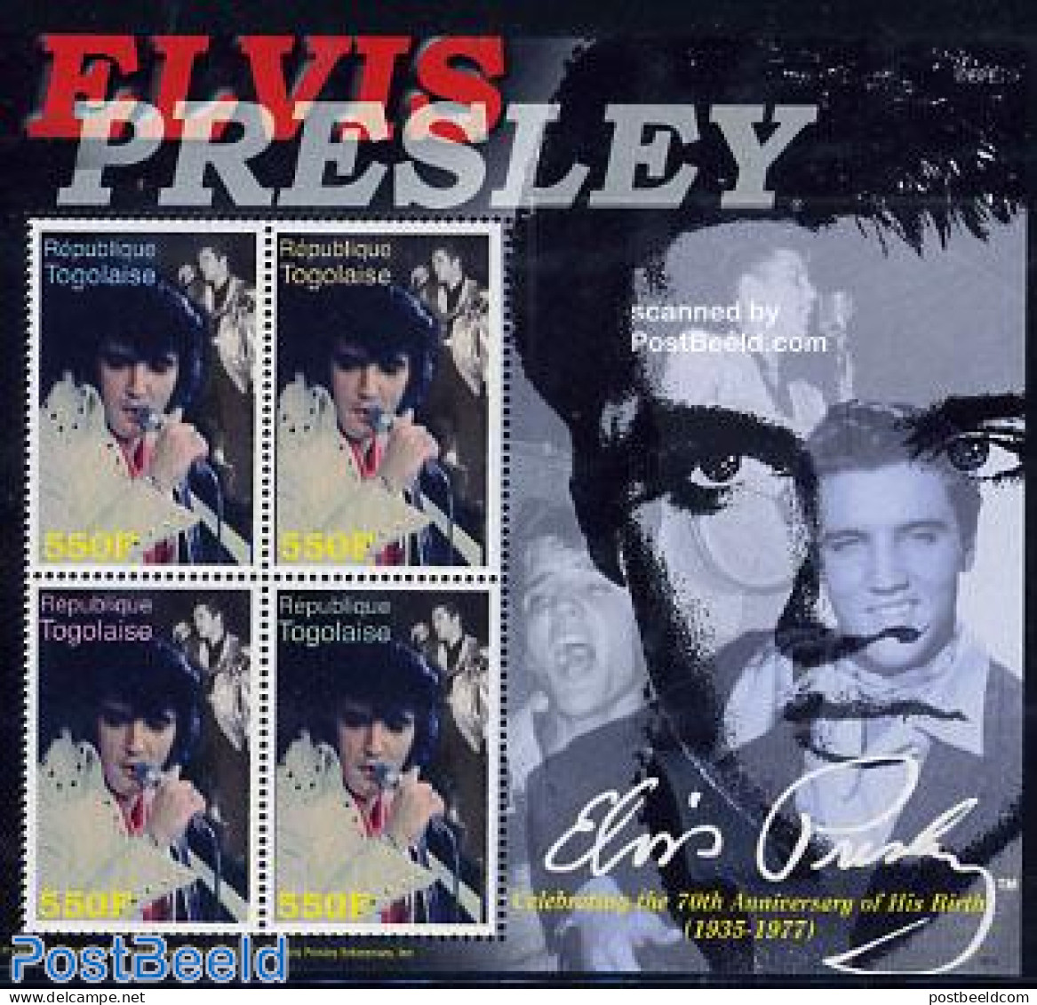 Togo 2006 Elvis Presley 4v M/s, Mint NH, Performance Art - Elvis Presley - Music - Popular Music - Elvis Presley