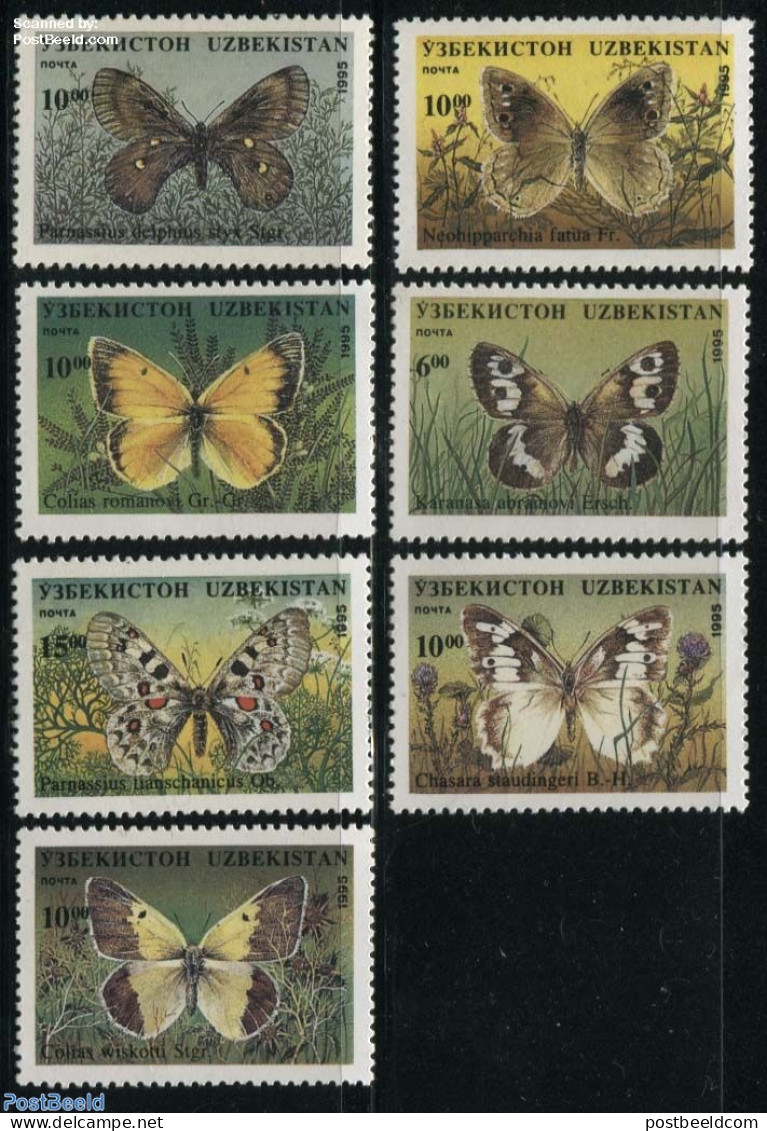 Uzbekistan 1995 Butterflies 7v, Mint NH, Nature - Butterflies - Uzbekistan