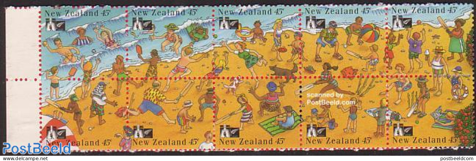 New Zealand 1994 Cricket 10v In Booklet, Mint NH, Nature - Sport - Various - Dogs - Cricket - Stamp Booklets - Tourism - Nuevos