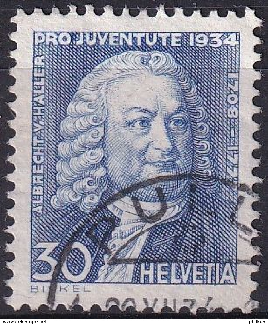 1934, 1. Dez. Pro Juventute Albrecht Von Haller (1708-1777), Arzt Zumst. 72 / MiNr. 284 Mit Sauber Gestempelt - Oblitérés