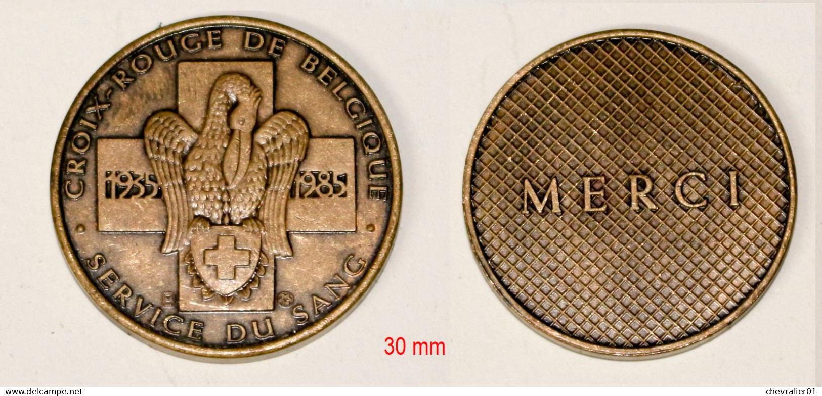 Médaille-BE-508- Jeton De Remerciement Donneur De Sang -50ans_Diamètre 30 Mm_Croix-rouge, Rode Kruis, Red Cross - Professionali / Di Società