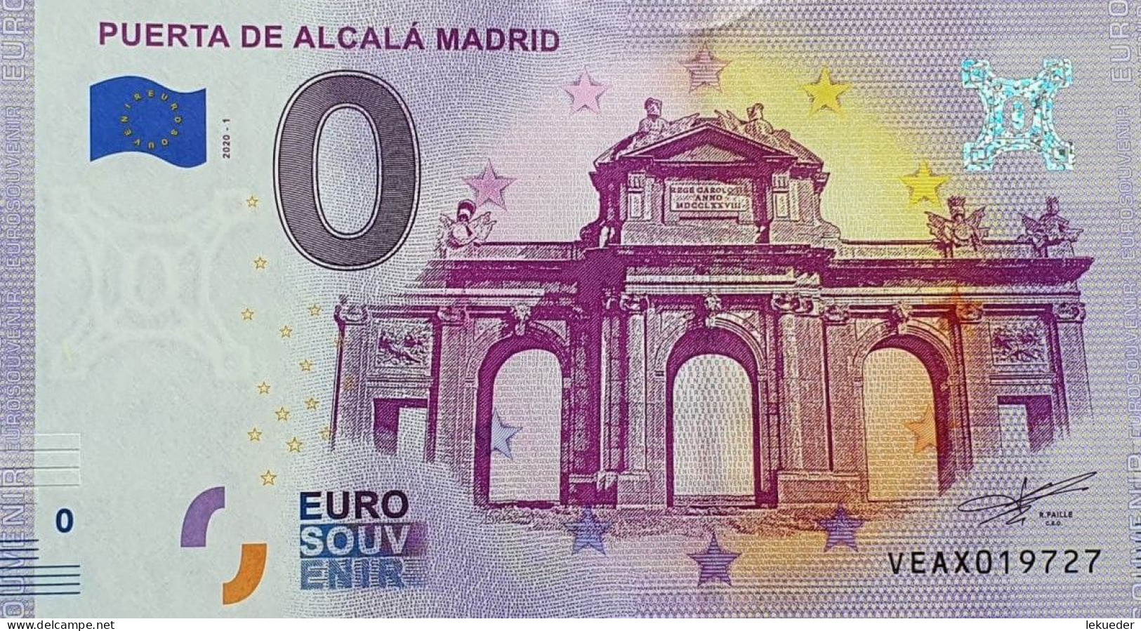 BILLETE 0 Euro Souvenir 0 € ESPAÑA: VEAX 2020-1 PUERTA DE ALCALÁ MADRID - Other & Unclassified