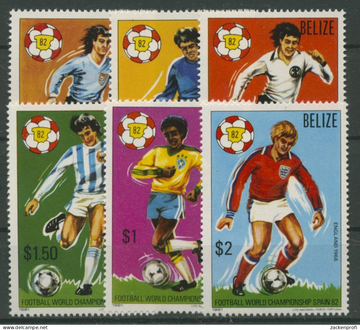 Belize 1981 Fußball-WM Spanien Spieler 614/19 Postfrisch - Belize (1973-...)