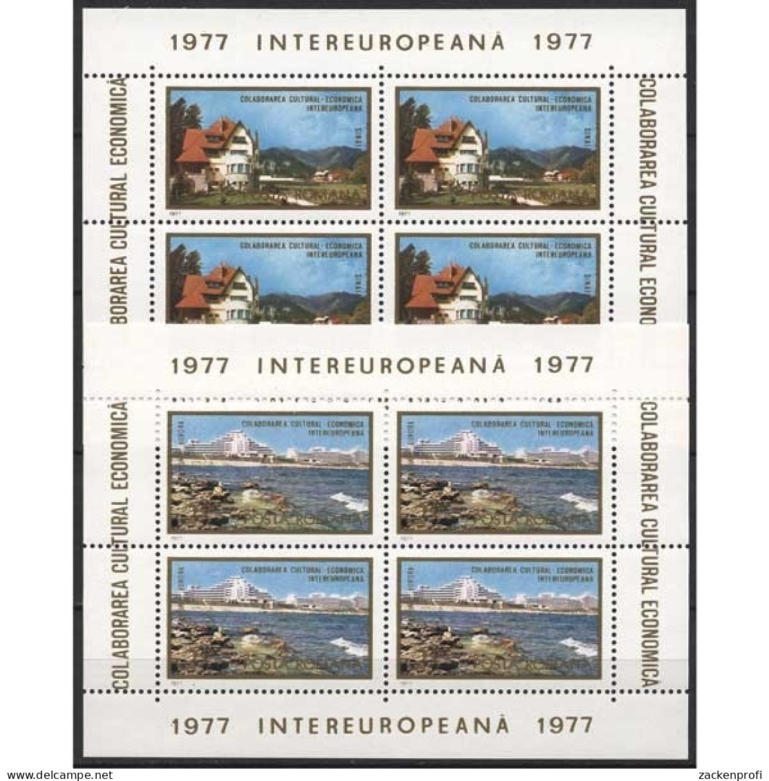 Rumänien 1977 INTEREUROPA Karpaten Schwarz.Meer Block 141/42 Postfrisch (C92047) - Hojas Bloque