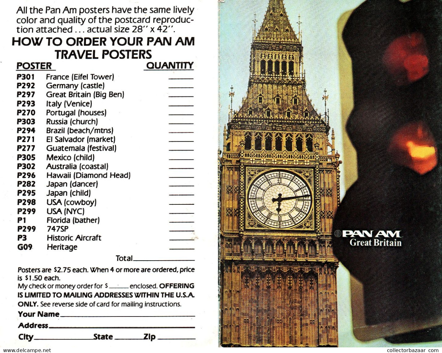 Pan Am Great Britain Card And Timetable - Sonstige & Ohne Zuordnung